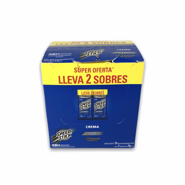 Speed Stick Xtreme Night Crema 10g, 2 Sobres